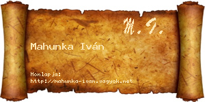 Mahunka Iván névjegykártya